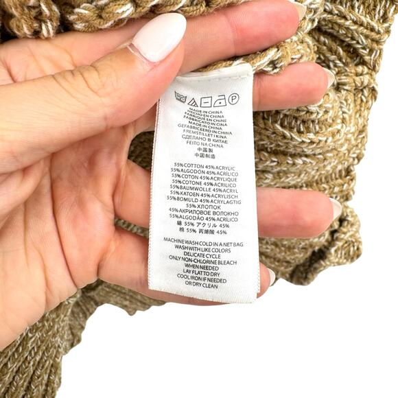 MICHAEL Michael Kors Tan White Chunky Knit Toggle Zipper Poncho Cardigan Sweater - Picture 13 of 13